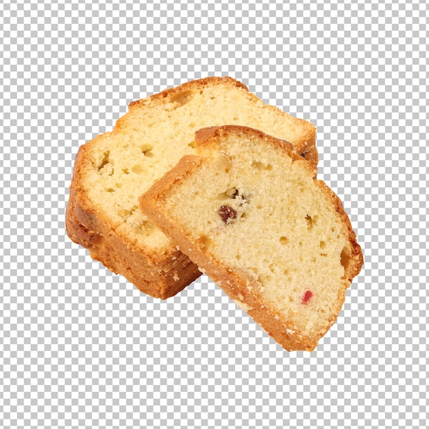 Sliced pound cake isolated rendering