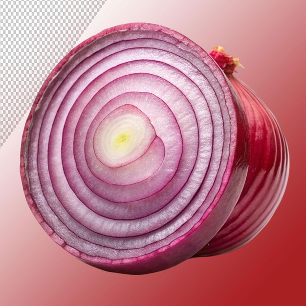 sliced red onion isolated on transparent background