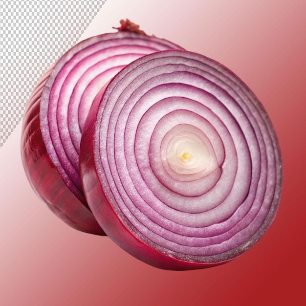 sliced red onion isolated on transparent background