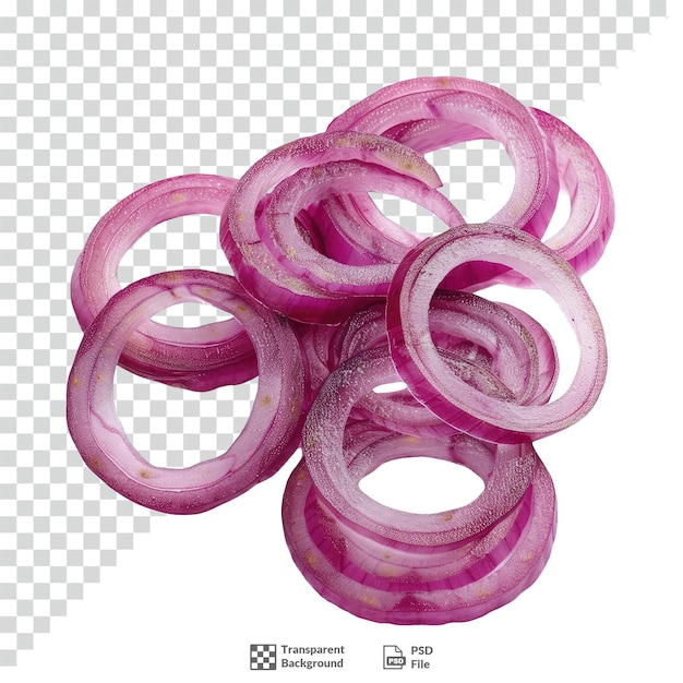 PSD sliced red onion rings transparent background