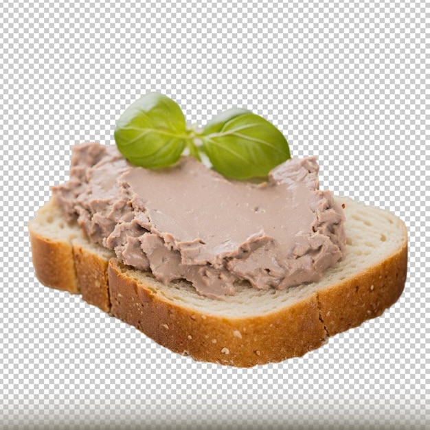 PSD slices of bread with delicious pate served isolated on transparent background