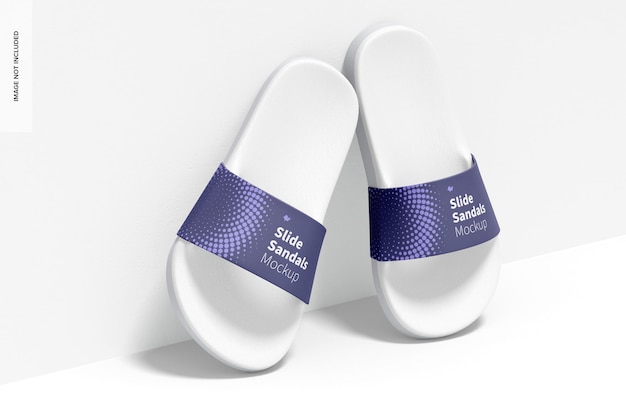 Slide Sandals Mockup, Leaned