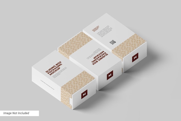 PSD sliding box packaging mockup perspective view