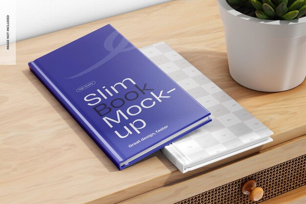 Slim Books in Home Scenario Mockup