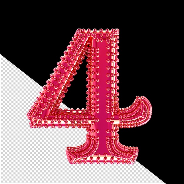 Small 3D spheres on the pink symbol number 4