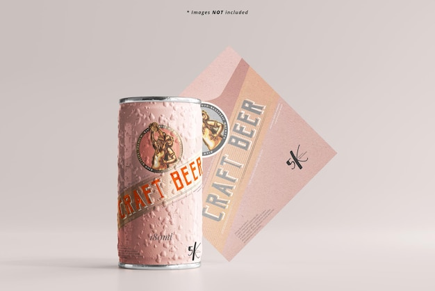 Small Beer Can with Condensation Effect and card mockup