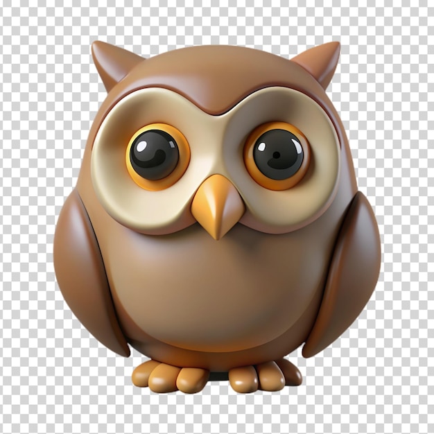 A small brown owl on transparent background