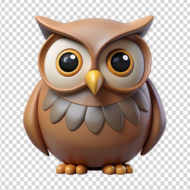 A small brown owl on transparent background