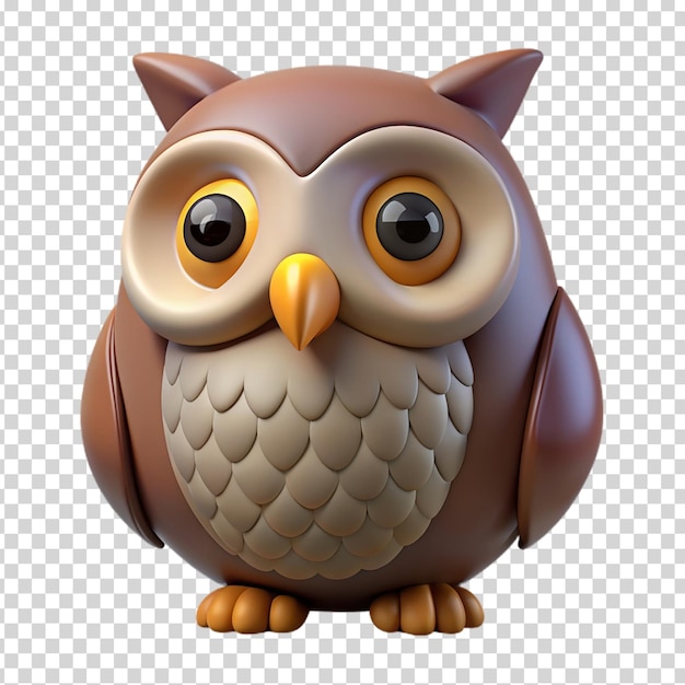 A small brown owl on transparent background