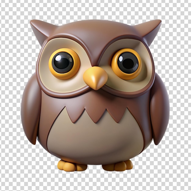 A small brown owl on transparent background