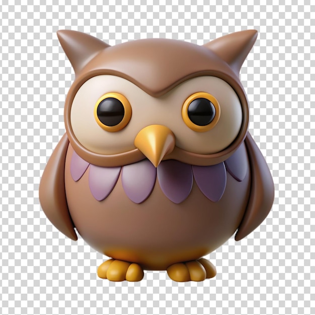 A small brown owl on transparent background