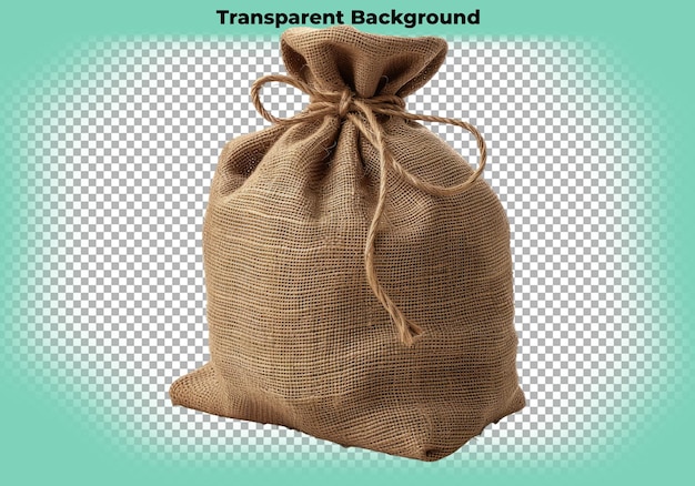 Small burlap bag isolated on transparent background