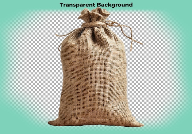 Small burlap bag isolated on transparent background