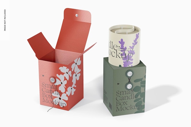 Small Candle Boxes Mockup, Opened and Closed