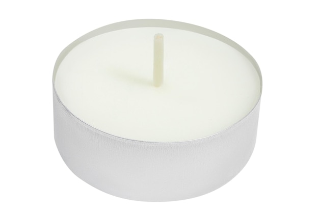 Small candle on empty background