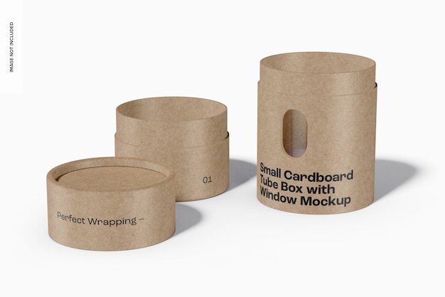 Small Cardboard Tube Box with Window Mockup, Opened