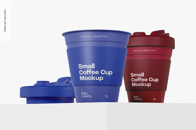 Small Coffee Cups Mockup, on Podium