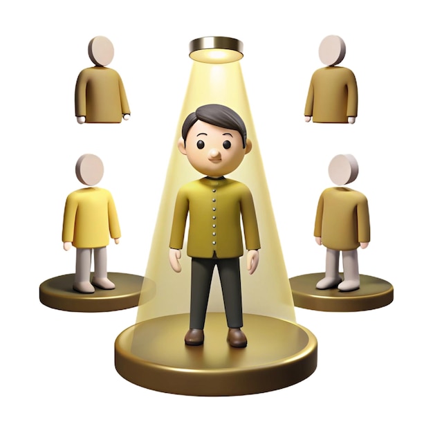 PSD a small figurine of people standing in front of a gold and gold tower