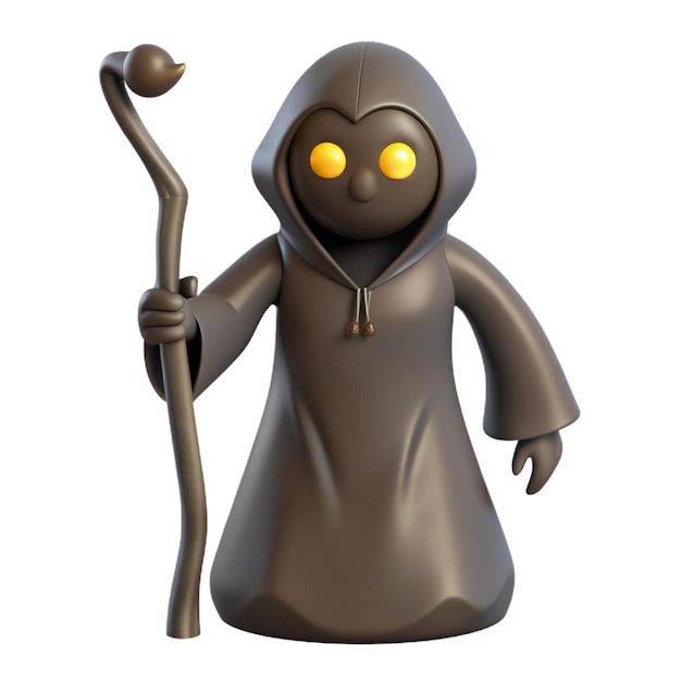 a small figurine of a wizard with a long stick