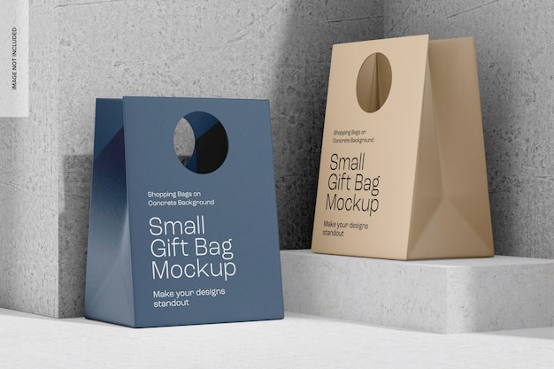 Small Gift Bags Mockup, Side View