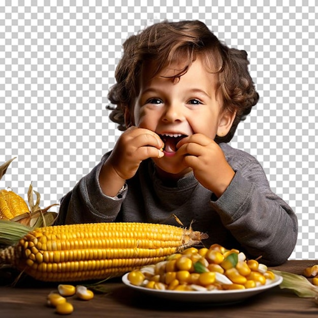 Small girl eating corn