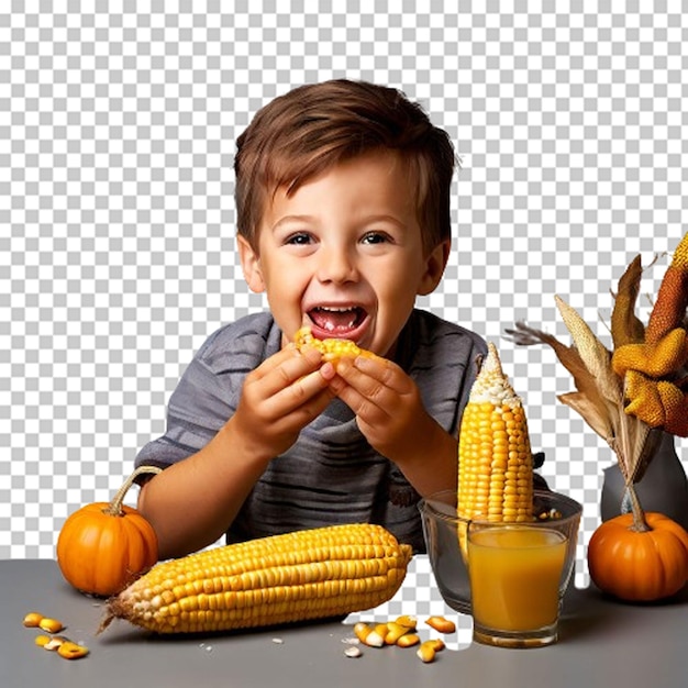 Small girl eating corn