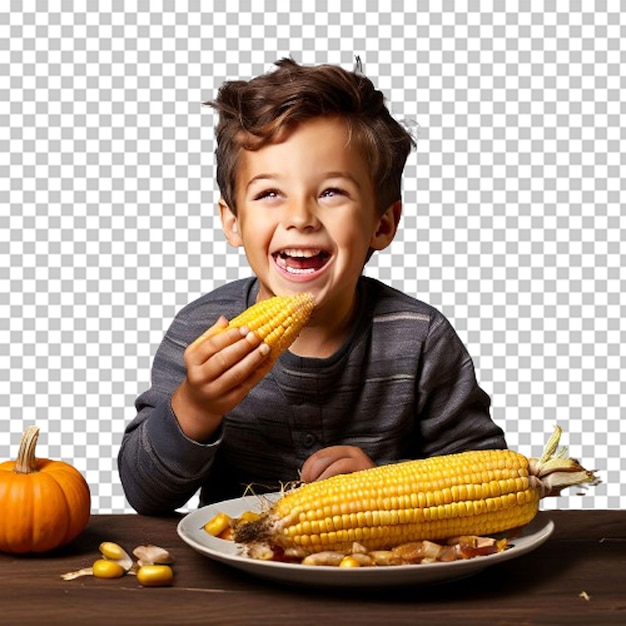 PSD small girl eating corn