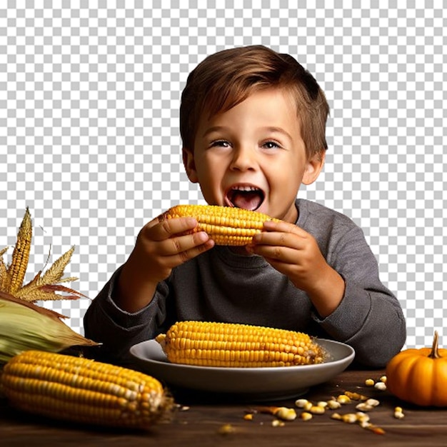 Small girl eating corn