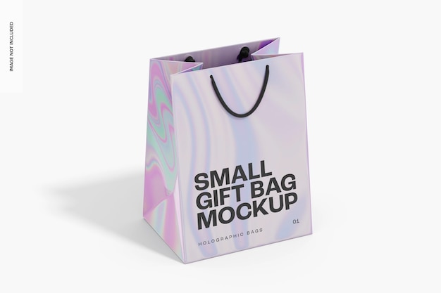 Small Holographic Gift Bag Mockup, Perspective