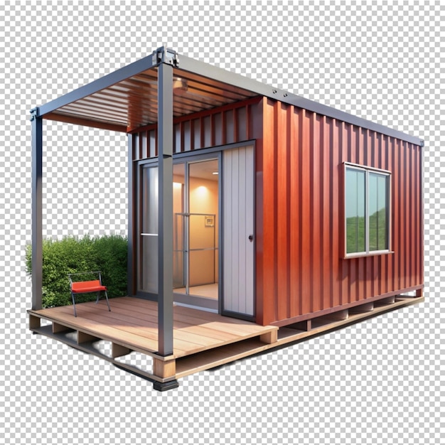 PSD a small house made from a shipping container on transparent background