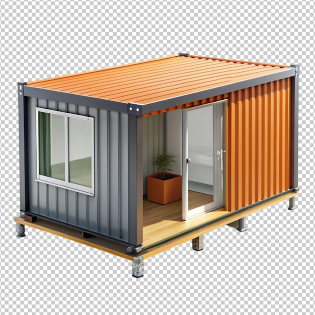 PSD a small house made from a shipping container on transparent background