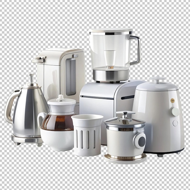 small kitchen appliances on transparent background