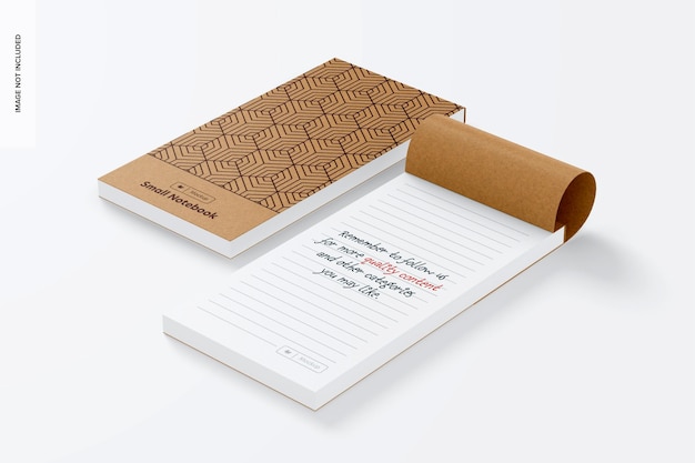 Small Kraft Notebooks Mockup, Perspective