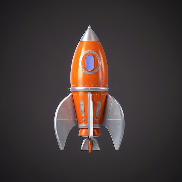 PSD a small orange rocket with the letter o on it