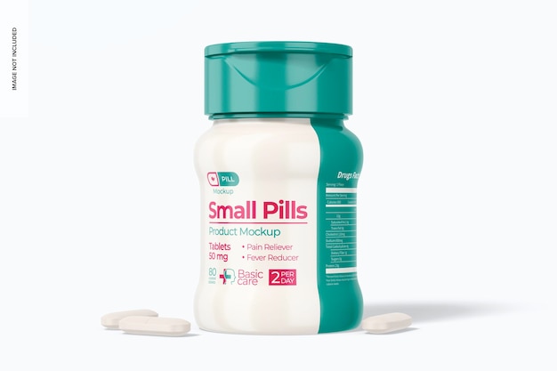 Small Pills Bottle Mockup Front View