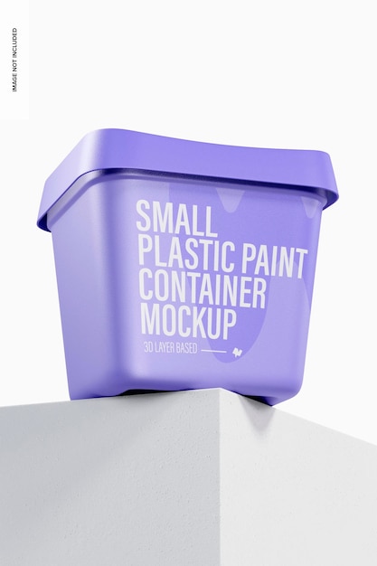 Small Plastic Paint Container Mockup, High Angle View