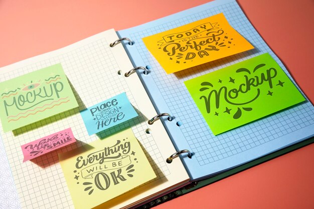 PSD small portable post it note mockup design