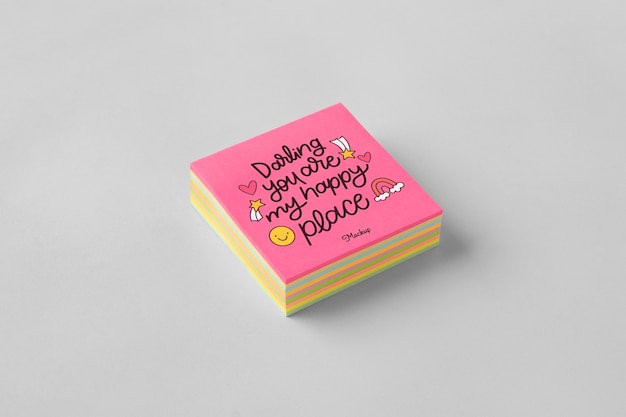 Small portable post it notes mockup design