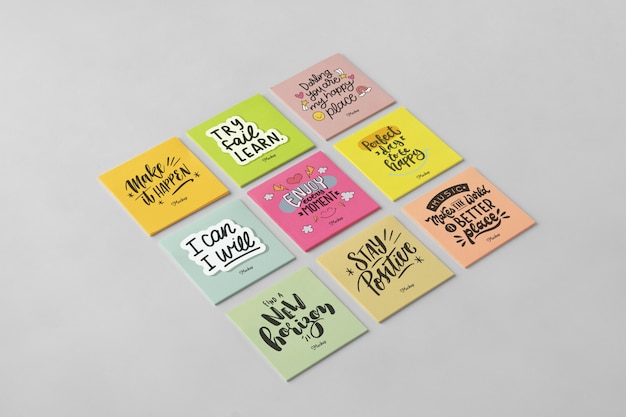 Small portable post it notes mockup design