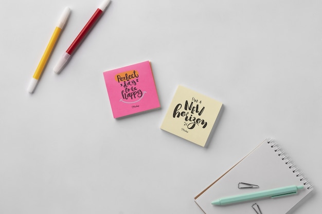 Small portable post it notes mockup design