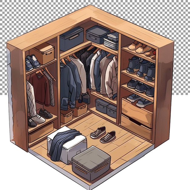 PSD a small room or space for storing clothes shoes and other items on a transparent background