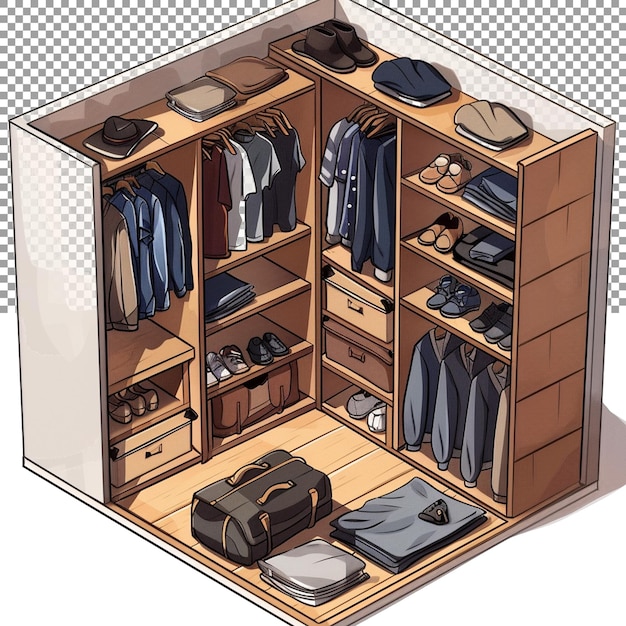 PSD a small room or space for storing clothes shoes and other items on a transparent background