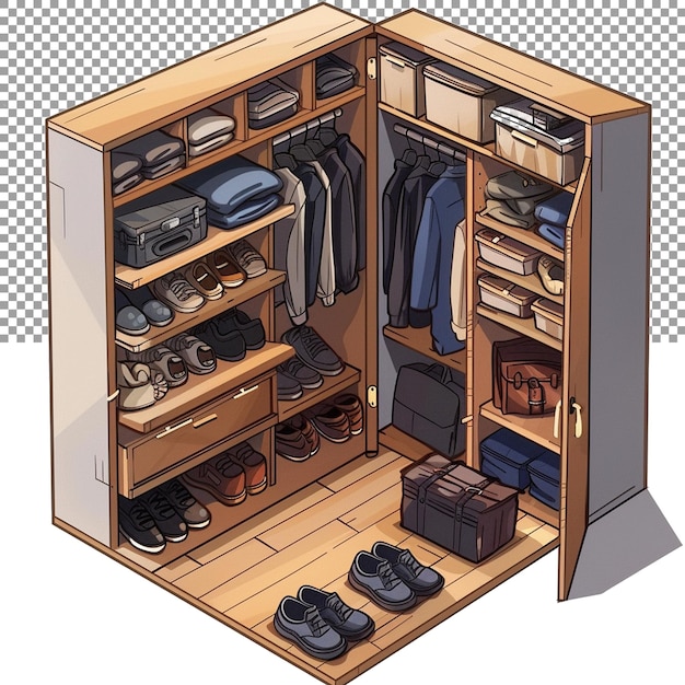 PSD a small room or space for storing clothes shoes and other items on a transparent background