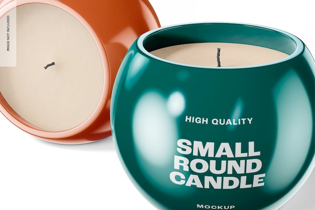 Small Round Candles Mockup, Close Up