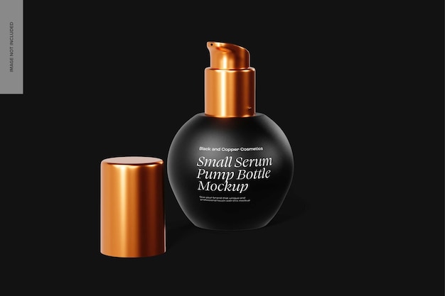 Small Serum Pump Bottle Mockup, Opened