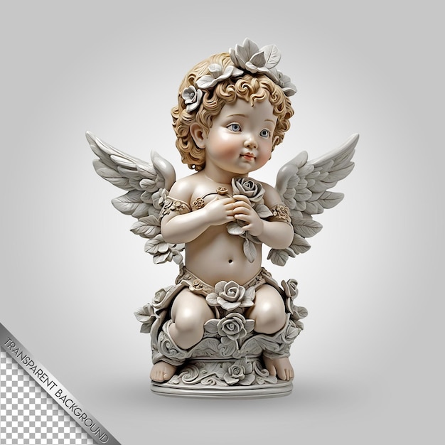 a small statue of an angel with a bow and the word angel on it