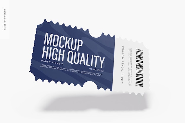 PSD small ticket mockup, floating