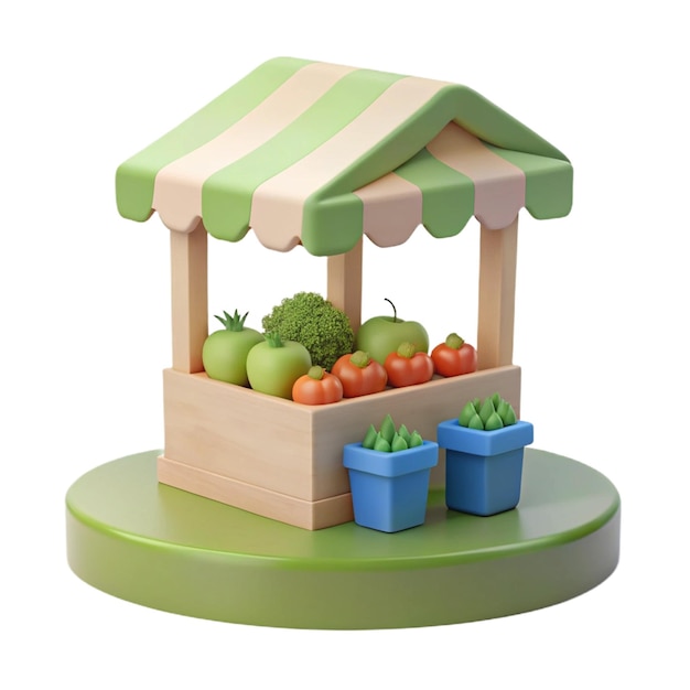 PSD a small toy stand with fruits and vegetables on it