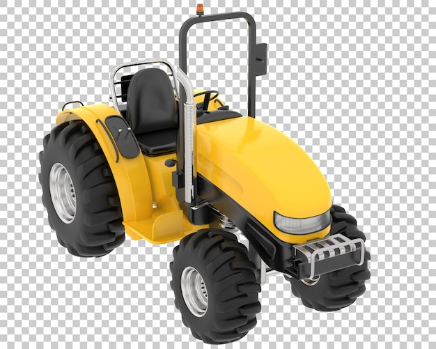 Small tractor on transparent background 3d rendering illustration