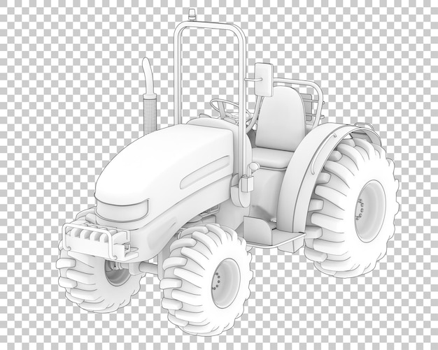 PSD small tractor on transparent background 3d rendering illustration